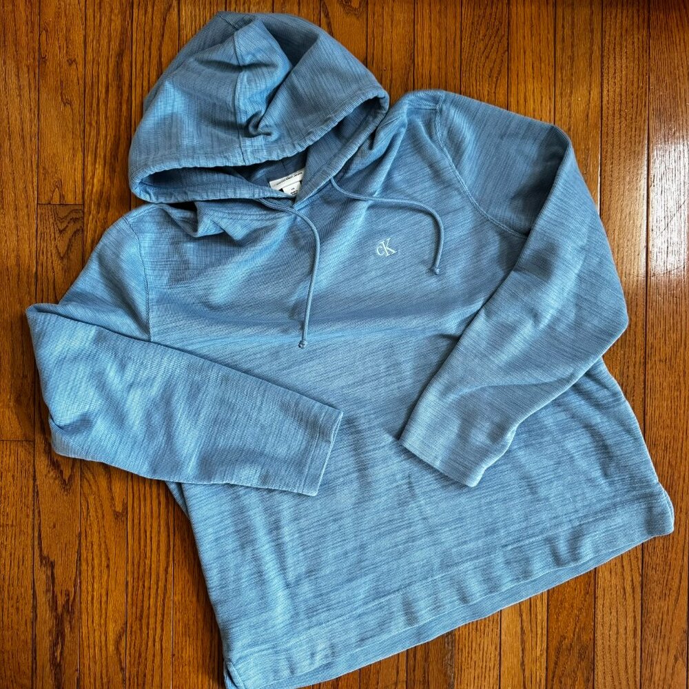 CALVIN KLEIN Cozy Blue Heather Hoodie - Large